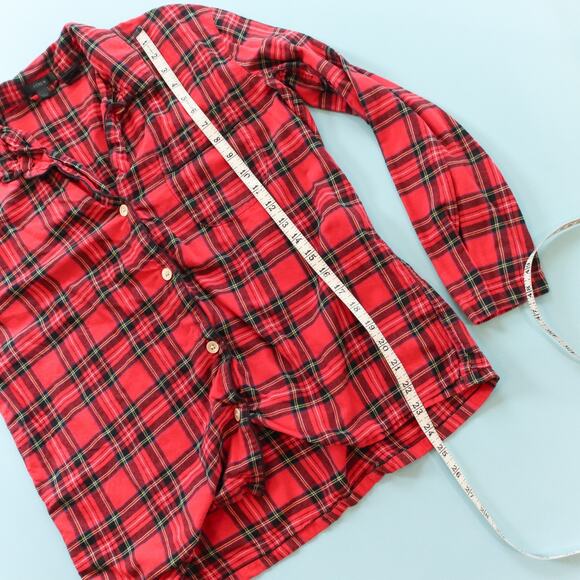 J Crew Red Plaid Cotton Matching Pajama Sleep Set Classic Collared Size Medium - Picture 10 of 12